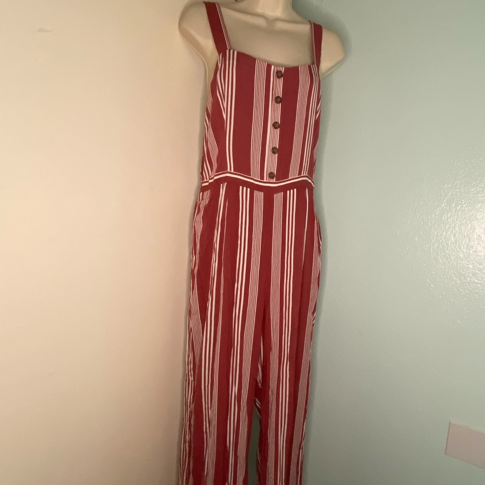 Abercrombie & fitch red striped jumpsuit